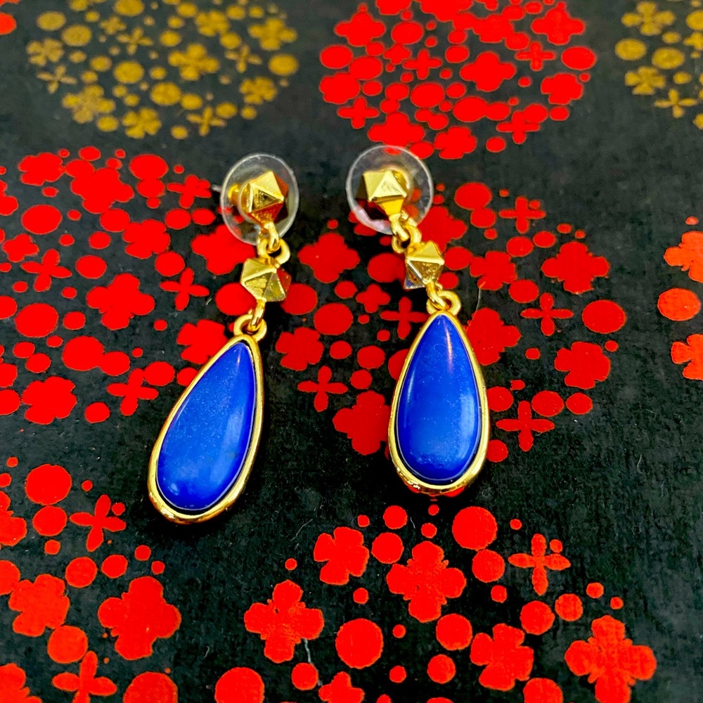 4/$20 Blue and gold teardrop earrings